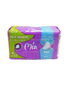 Mia cotton touch serviette hygiénique maxi normal pack 15 U